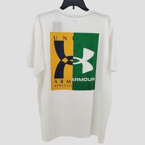 Under Armour Mens Loose Fit‎ Short Sleeve TShirt White Graphic Logo Size XLarge